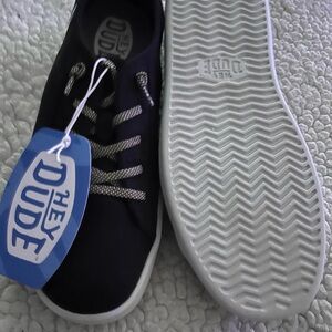 Hey Dude Women's Black Sneakers with White Sole